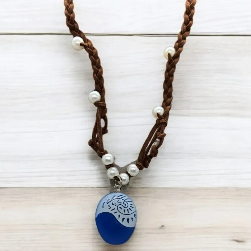 Moana Inspired Blue Seashell Necklace Ocean Core Disneybound Cosplay Costume New